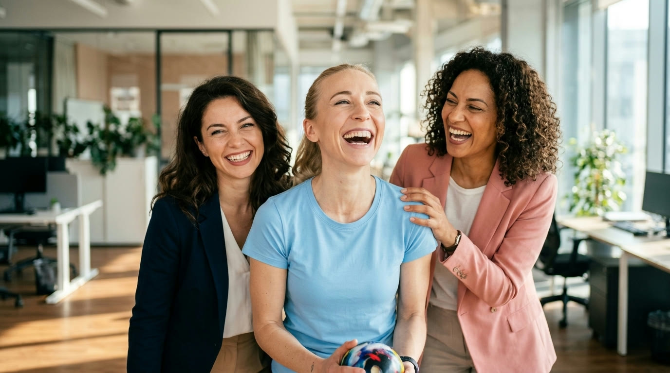 Lachen im Team während einer Session